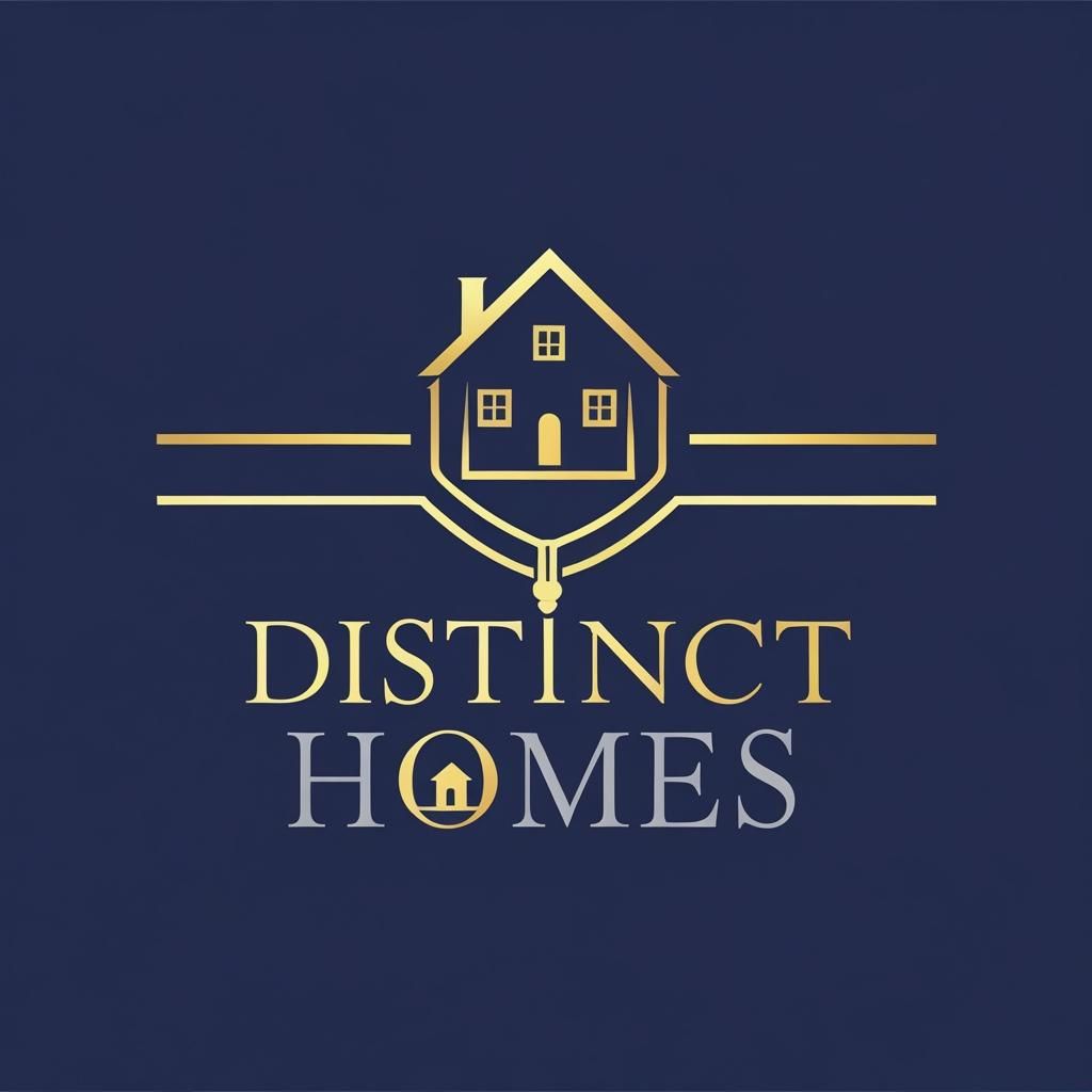 Distinct Homes Logo with House and Key Symbol